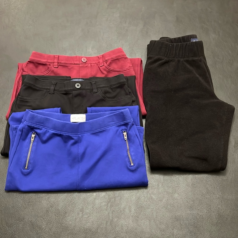 Children’s Place, Girl’s knit pull on jeggings, 1 fleece sweat pant, Size 14